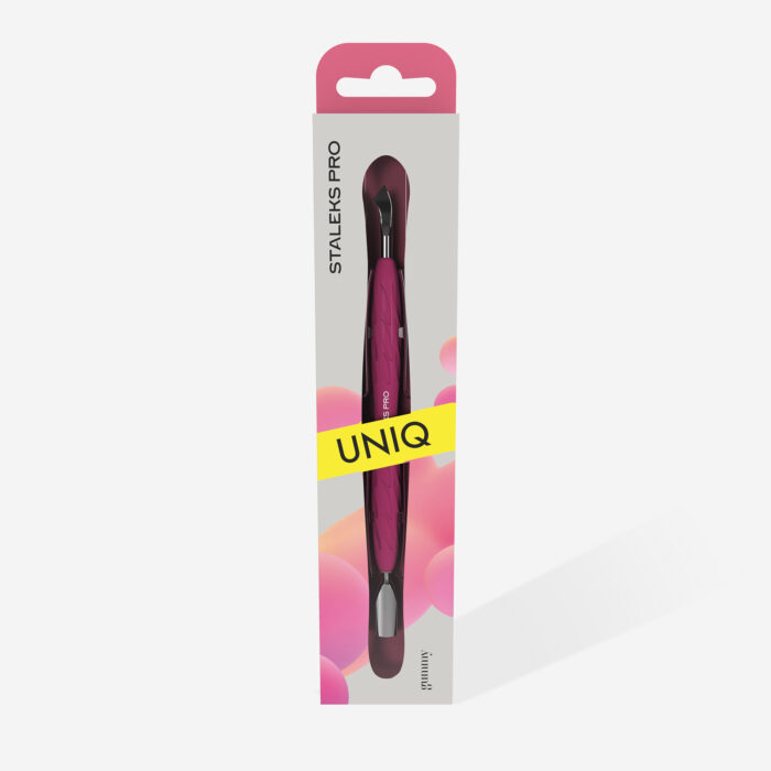 Nagelhautschieber Mit Silikongriff "Gummy" UNIQ 10 TYP 4.2 (Schmaler Runder Schieber + Gebogene Klinge) – Bild 2