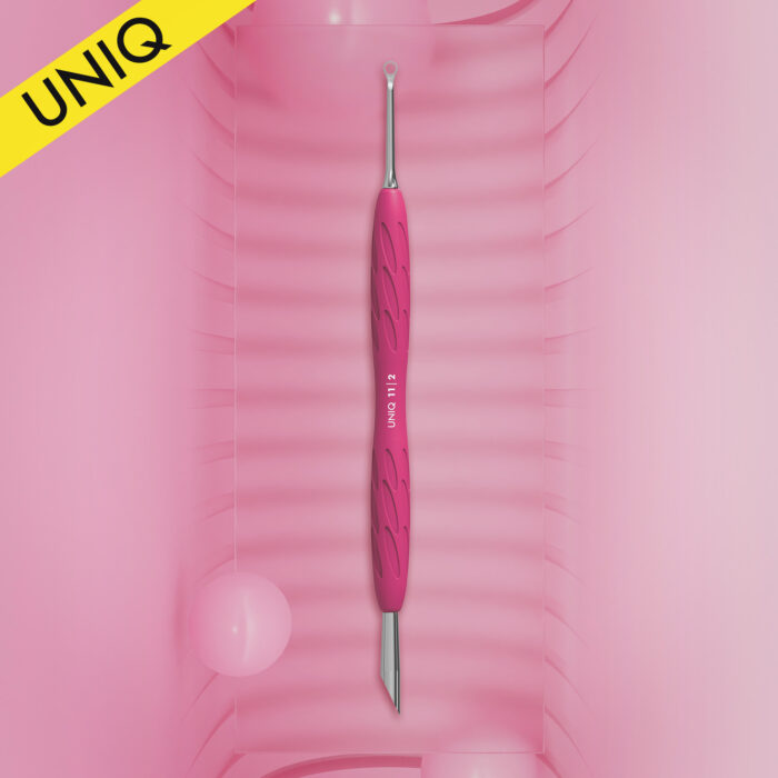 Nagelhautschieber Mit Silikongriff "Gummy" UNIQ 11 TYP 2 (Schräger Schieber + Ring)
