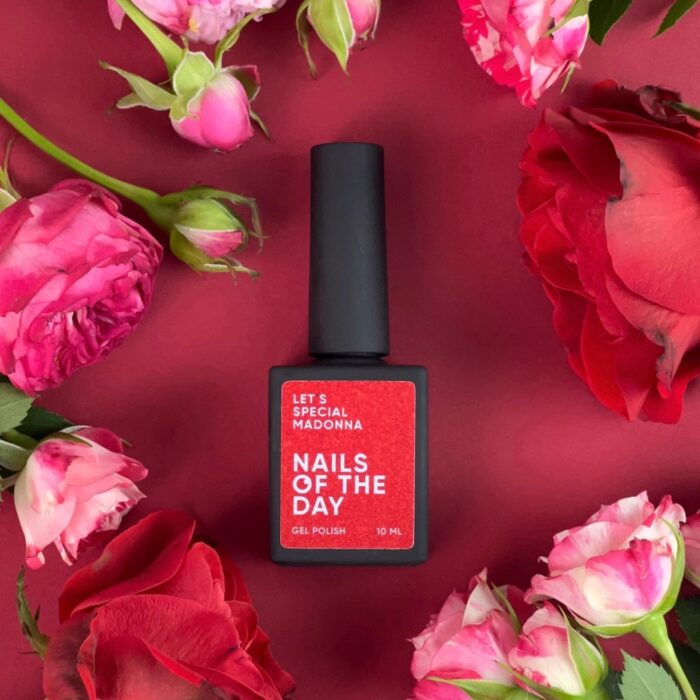 Gellack Rot mit Schimmer NAILSOFTHEDAY Let’s special Madonna, 10 ml – Bild 5