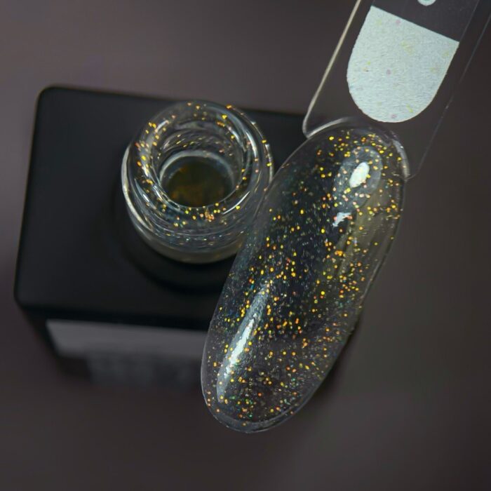 Top Halbtransparent Gold mit goldenen Partikeln NAILSOFTHENIGHT Opal top 01, 10 ml – Bild 2