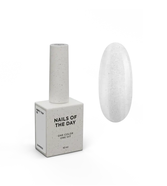 NAILSOFTHEDAY Party top 02 - Transparent mit feinem Schimmer, ohne Schwitzschicht, TPO-frei,  10 ml