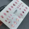 Nagelsticker Sternen und Herzen Slider-Design UAslider Color and Foil Gold Rosa Nr. CF-246