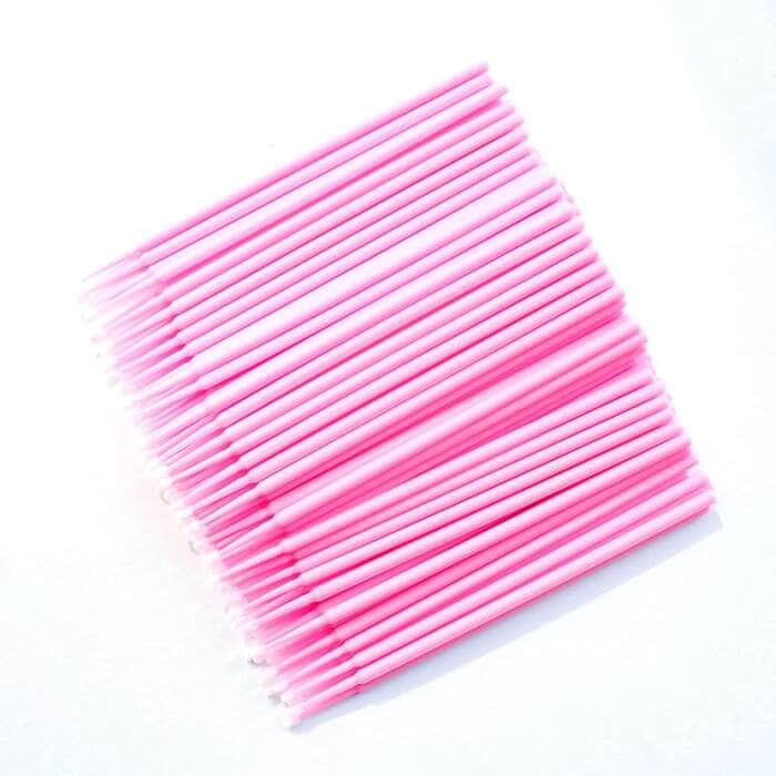 Fenshine 100 Stück Mikro-Applikatoren-Bürsten Einweg-Wimpernverlängerung-Bürsten (Rosa)