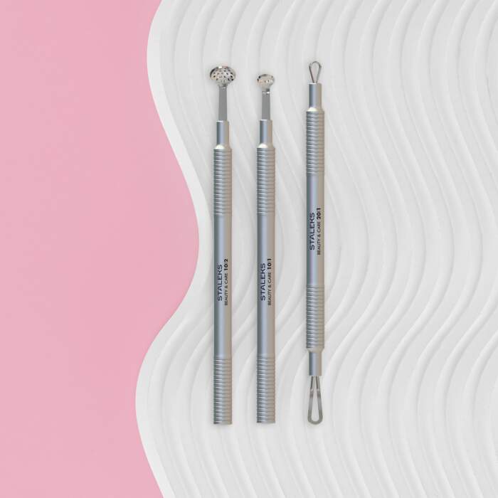 Komedonenquetscher-Set "Reine Haut" BEAUTY & CARE 30, 3-tlg.- UNO, Rund mit 19 Löchern, Schlaufe