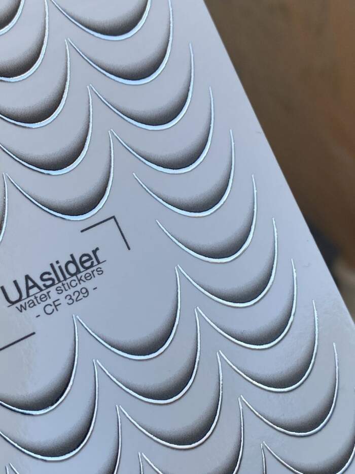 Nagelsticker French Ombre Slider-Design UAslider Silber Schwarz Nr. CF-329