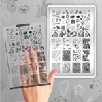 Stamping Plate DEMO Taki Da - 25 TEXTURE - Stamping-Schablone mit Demo-Sheet 10x15 cm (mit Vorlagenblatt)