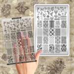 Stamping Plate DEMO Taki Da - 44 VINTAGE - Stamping-Schablone mit Demo-Sheet 10x15 cm (mit Vorlagenblatt)