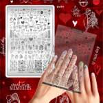 Stamping Plate DEMO Taki Da - 46 MONAMOUR - Stamping-Schablone mit Demo-Sheet (mit Vorlagenblatt)