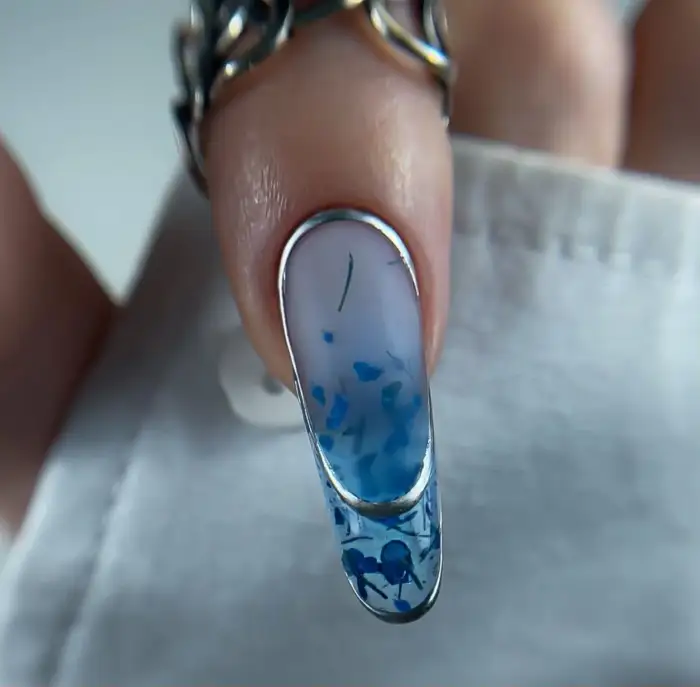 NAILSOFTHEDAY Flower Builder Gel, Aufbaugel mit Trockenblumen BLAU 03, 15 g – Bild 5