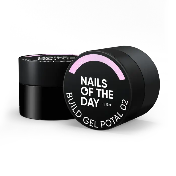 NAILSOFTHEDAY Build Gel Potal 02 – Hellrosa Aufbaugel mit Folienpartikeln, 15 ml