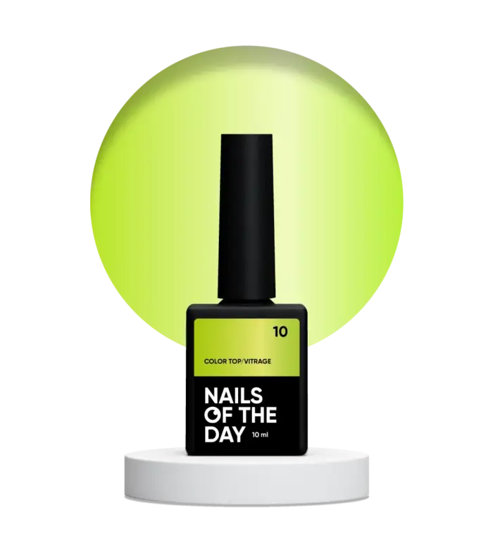NAILSOFTHEDAY Color Top/Vitrage 10 - halbtransparentes Neongelb ohne Klebeschicht, 10 ml