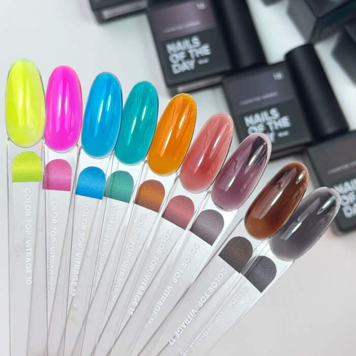 NAILSOFTHEDAY Color Top/Vitrage 10 - halbtransparentes Neongelb ohne Klebeschicht, 10 ml – Bild 4
