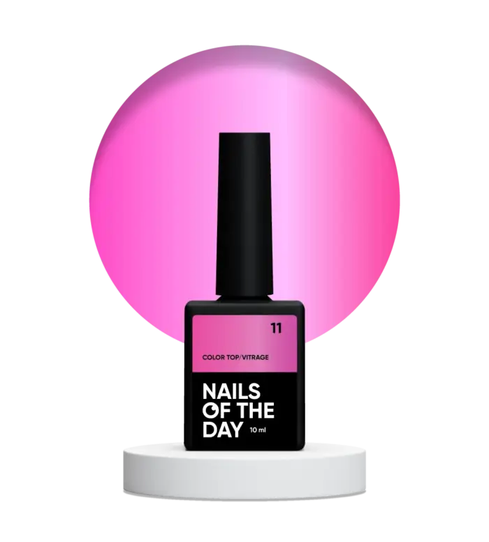 NAILSOFTHEDAY Color Top/Vitrage 11 - halbtransparentes leuchtendes Pink ohne Klebeschicht, 10 ml
