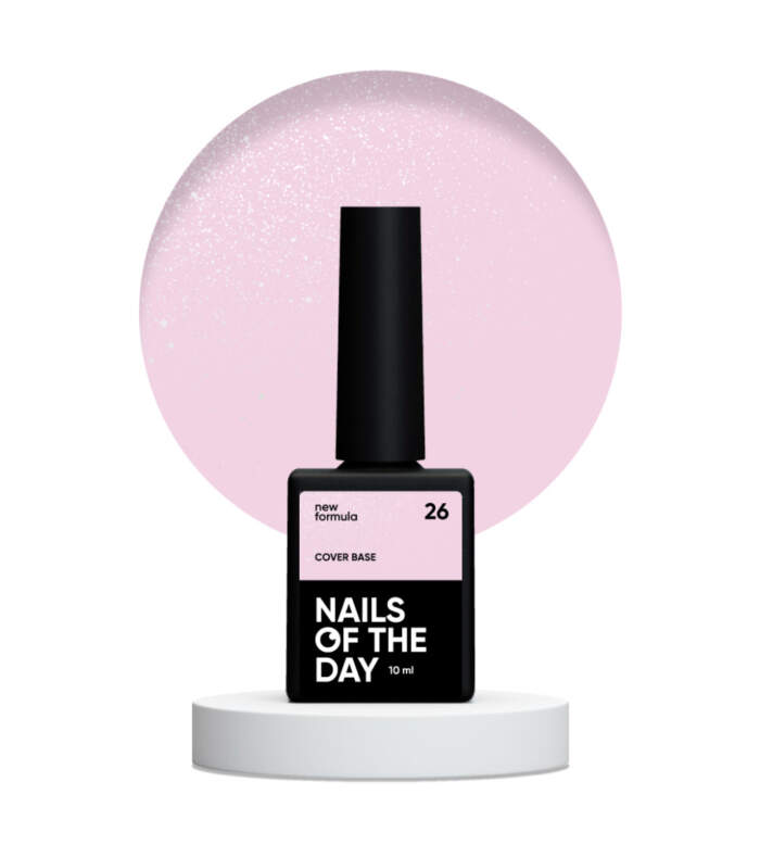 NAILSOFTHEDAY Cover base NEW Formula 26 - halbtransparente Base Hellrosa mit silbernen Glitzerpartikeln, 10 ml