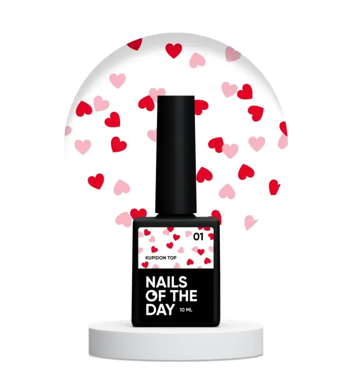 NAILSOFTHEDAY Kupidon top 01 - Top Coat mit roten und rosafarbenen Herzchen ohne klebrige Schicht, 10 ml – Bild 2