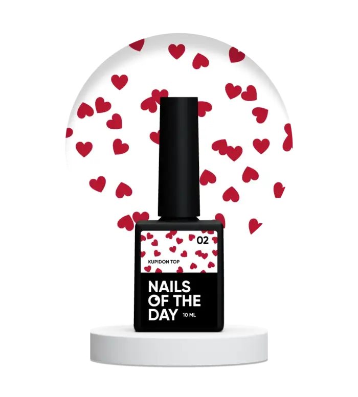 NAILSOFTHEDAY Kupidon top 02 - Top Coat mit burgunderfarbenen Herzchen ohne klebrige Schicht, 10 ml – Bild 2