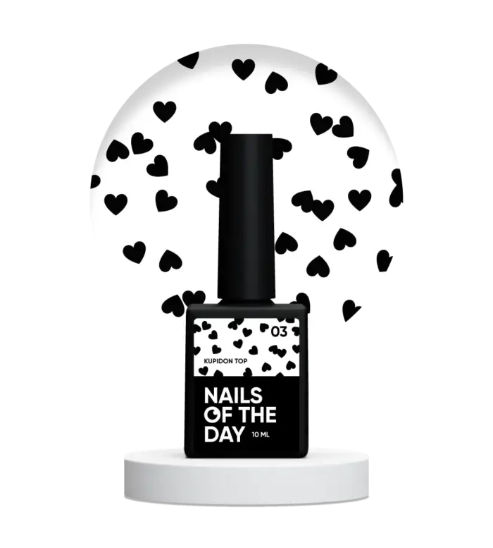 NAILSOFTHEDAY Kupidon top 03 - Top Coat mit schwarzen Herzchen ohne klebrige Schicht, 10 ml – Bild 2