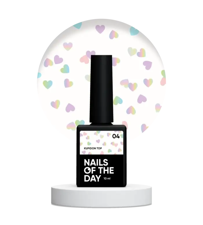 NAILSOFTHEDAY Kupidon top 04 - Top Coat mit holographischen Herzchen ohne klebrige Schicht, 10 ml – Bild 2