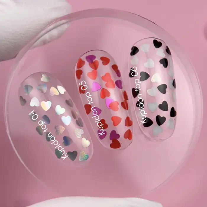 NAILSOFTHEDAY Kupidon top 05 - Top Coat mit roten und rosafarbenen Herzchen ohne klebrige Schicht, 10 ml – Bild 5