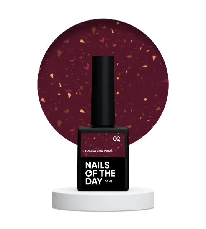 NAILSOFTHEDAY Malbec Base Potal 02 – Fantastisch-glasierte Base mit goldenen Potal, 10 ml