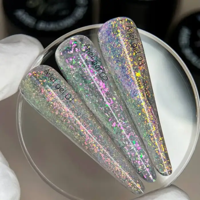 NAILSOFTHENIGHT Ariel Builder Gel 03 – Aufbaugel mit bunten Yuki-Flakes für Nägel, 15 g – Bild 2