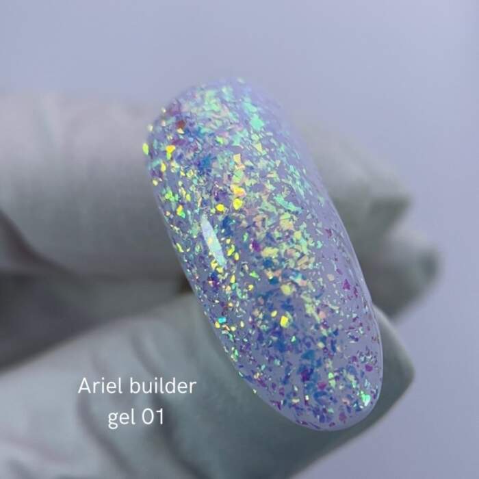 NAILSOFTHENIGHT Ariel Builder Gel 01 – Aufbaugel mit bunten Yuki-Flakes für Nägel, 15 g – Bild 4