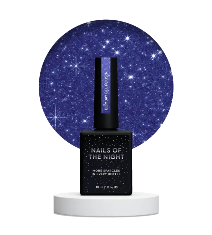 Gel Polish NAILSOFTHENIGHT Bombay–UV/LED-Nagellack Tiefblau mit reflektierenden Glitzerpartikeln, 10 ml