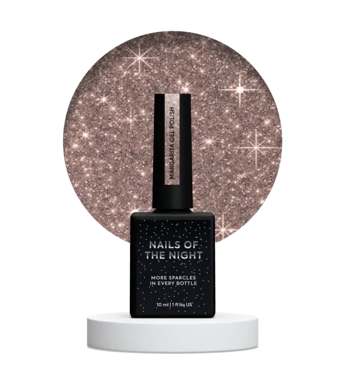Gel Polish NAILSOFTHENIGHT Margarita–UV/LED-Nagellack Rosa/Nude mit reflektierenden Glitzerpartikeln, 10 ml