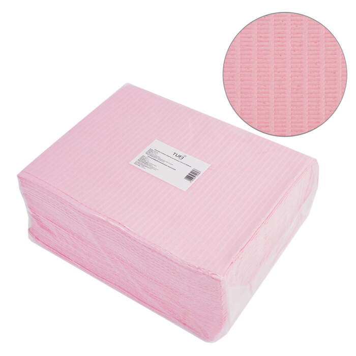 Papiermatten für Maniküre TUFI profi PREMIUM Einweg laminiert feuchtigkeitsbeständig rosa, 40x32cm, 50 Stück
