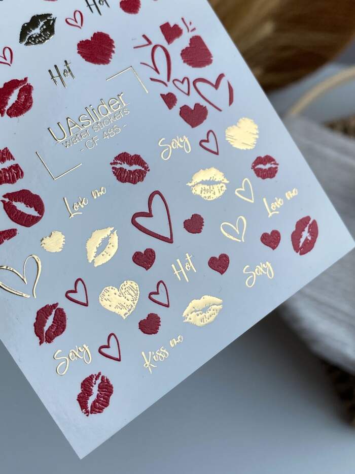 Slider-Design UAslider "Kiss Me" Color and Foil Water Stickers Nr. CF-485