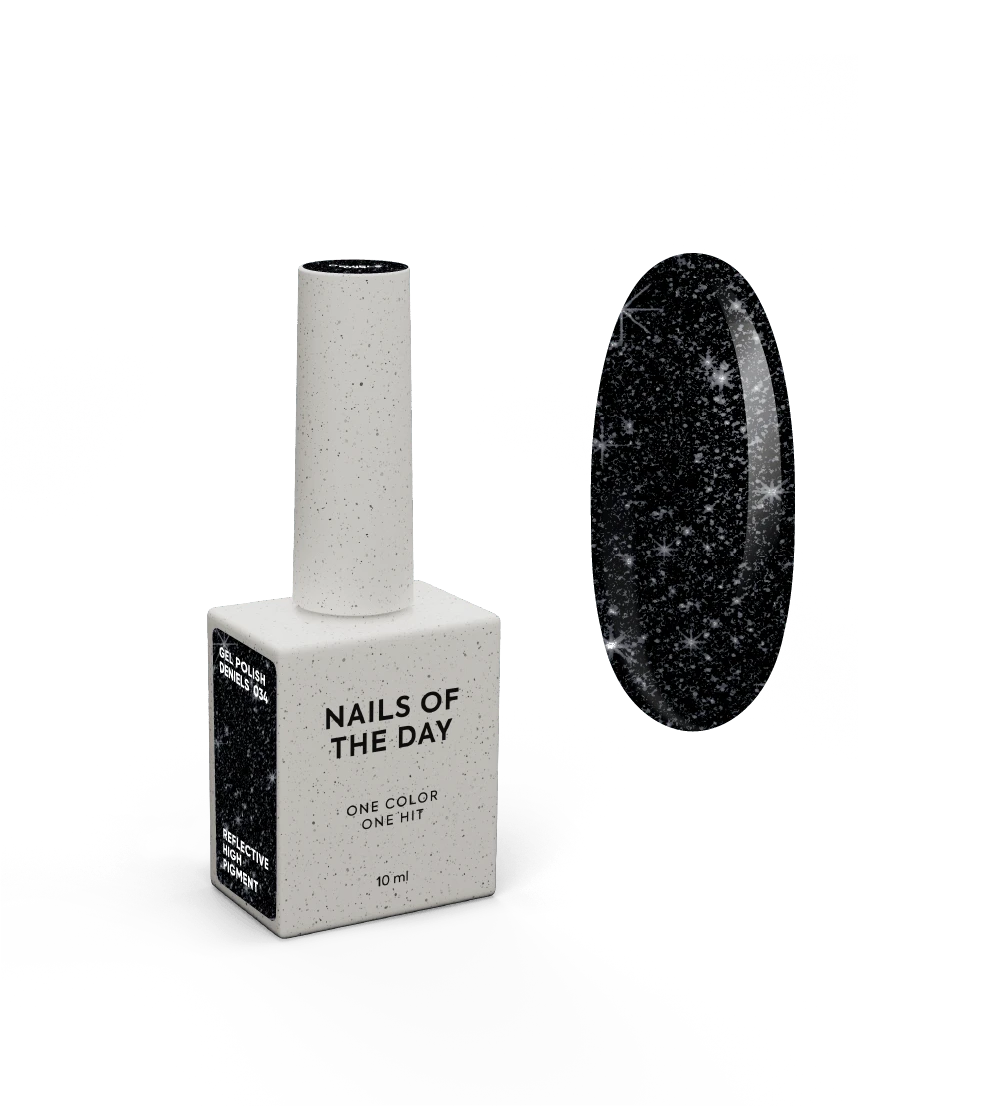 NAILSOFTHENIGHT Gel Polish Deniels – Schwarz mit silbernem Schimmer - Gel-Lack mit Glitzer- und reflektierenden Partikeln, 10 ml