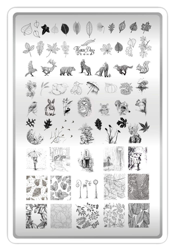 Stamping Plate DEMO Taki Da - 08 Autumn - Stamping-Schablone mit Demo-Sheet (mit Vorlagenblatt) – Bild 2