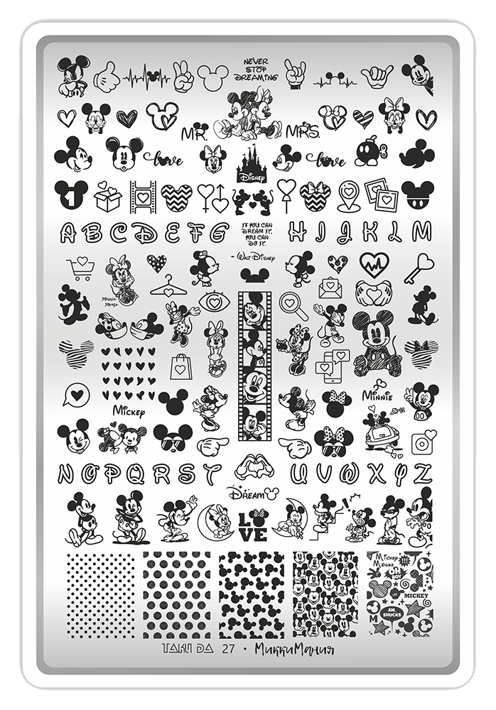 Stamping Plate DEMO Taki Da - 27 MICKEY - Stamping-Schablone mit Demo-Sheet (mit Vorlagenblatt) – Bild 2