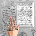 Stamping Plate DEMO Taki Da - 28 CARTOONS - Stamping-Schablone mit Demo-Sheet (mit Vorlagenblatt)