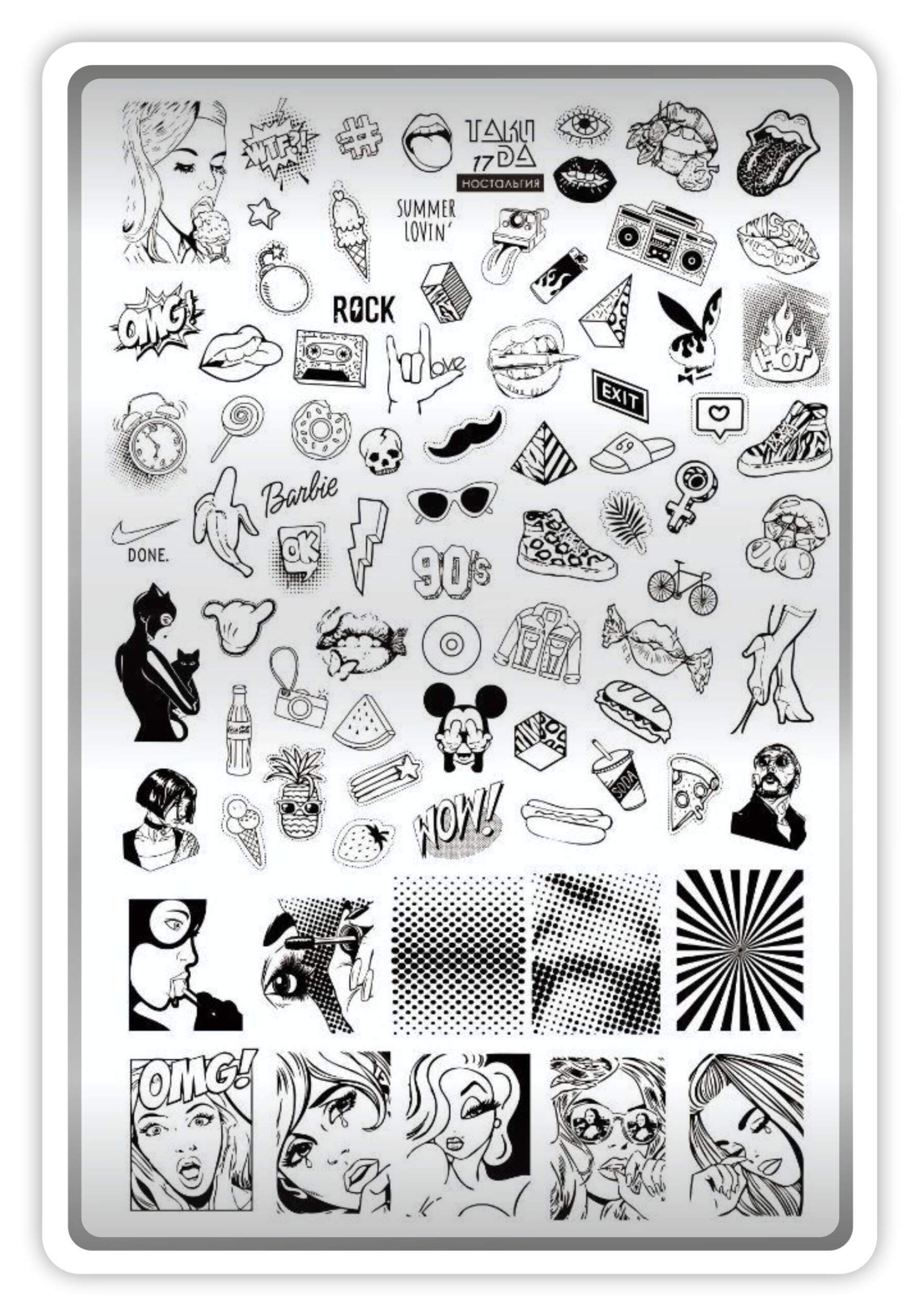 Stamping Plate DEMO Taki Da - 17 Nostalgie - Stamping-Schablone mit Demo-Sheet (mit Vorlagenblatt) – Bild 2