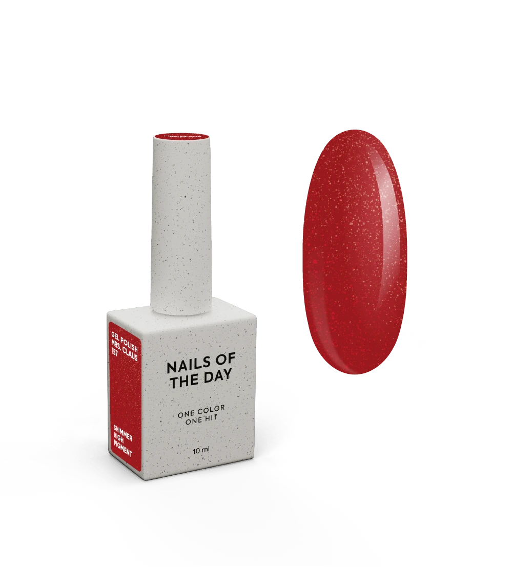 NAILSOFTHEDAY Gel Polish Mrs. Claus 157 - intensiv roter Gel-Lack mit feinem Schimmer, 10 ml