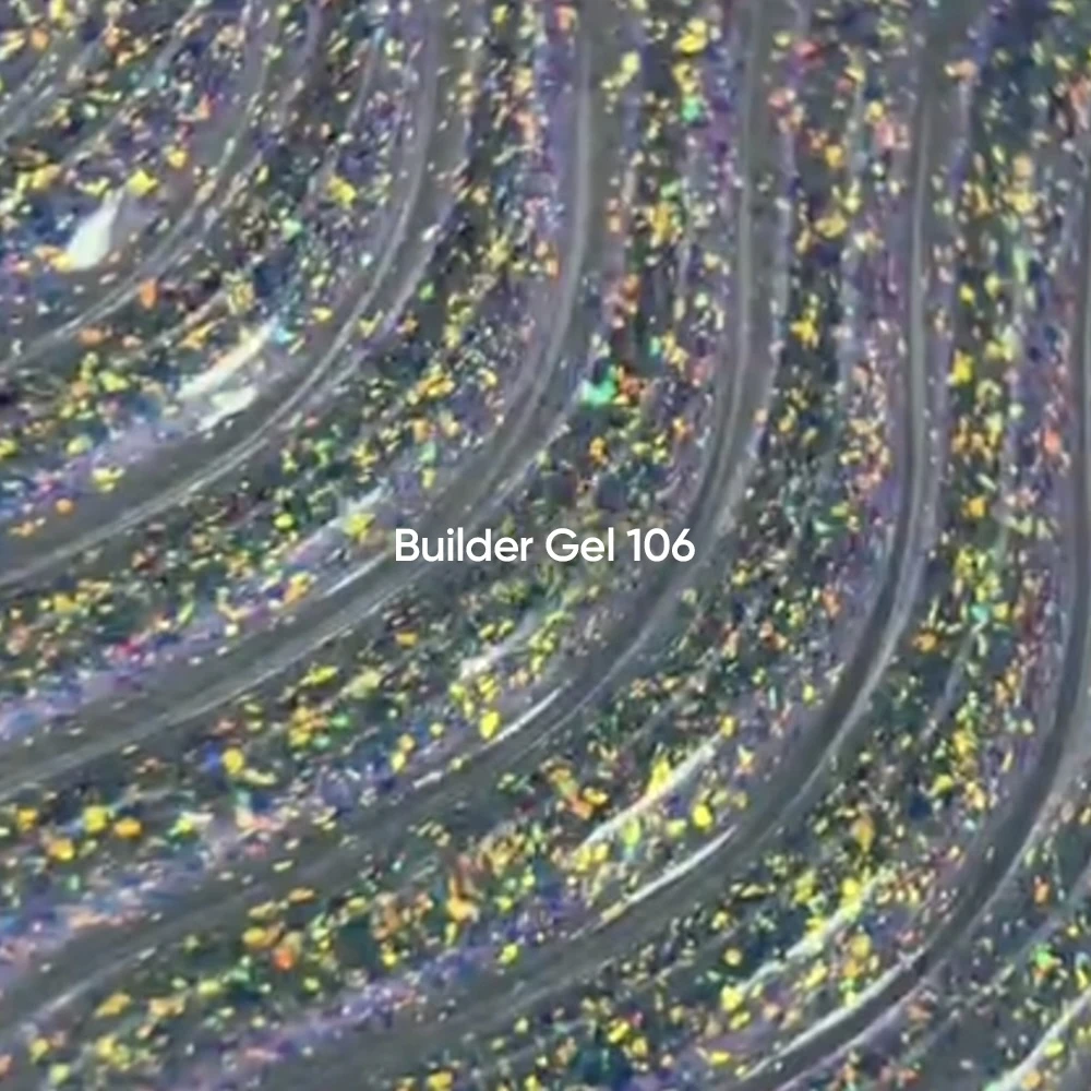 NAILSOFTHEDAY Builder Gel 106 – transparentes Aufbaugel mit Yuki-Flakes für die Nagelmodellage, 15 ml