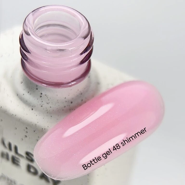 NAILSOFTHEDAY Bottle Gel 48 Shimmer – Rosafarbenes hochfestes Aufbaugel mit silbernem Schimmer zur Nagelverstärkung – Bild 5