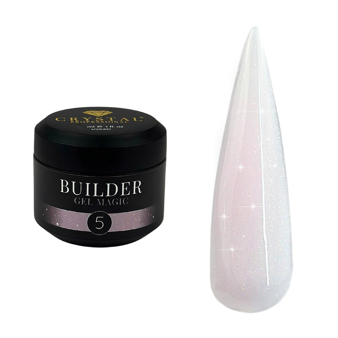 CRYSTAL Builder Gel Magic №5 – Milchig-rosafarbenes Aufbaugel mit feinem Schimmer, 30 ml