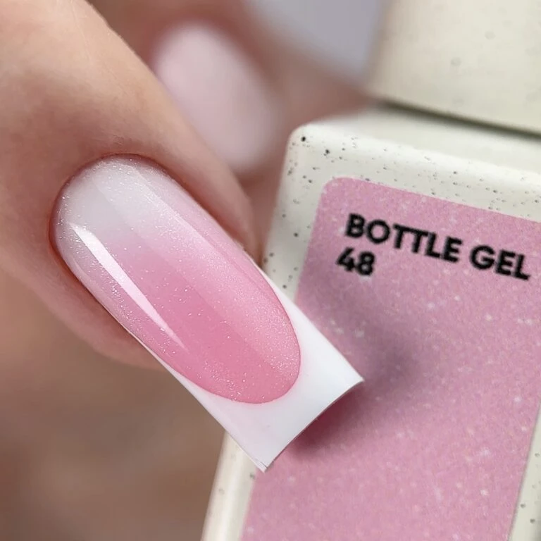 NAILSOFTHEDAY Bottle Gel 48 Shimmer – Rosafarbenes hochfestes Aufbaugel mit silbernem Schimmer zur Nagelverstärkung – Bild 3