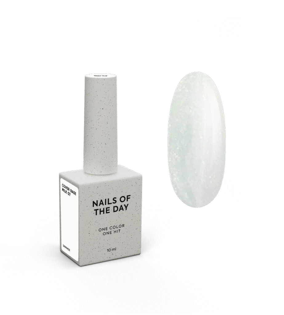 NAILSOFTHEDAY Cover Base Milk 07 Shimmer – Milchige semitransparente Cover Base mit goldenem Schimmer