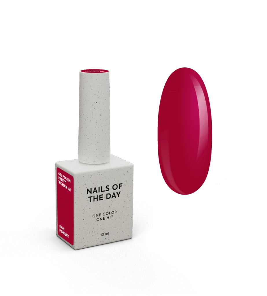 NAILSOFTHEDAY Gel Polish Pretty Woman 161, Rot-Himbeerfarbener Gel-Lack, 1-Schicht-Deckkraft, 10 ml