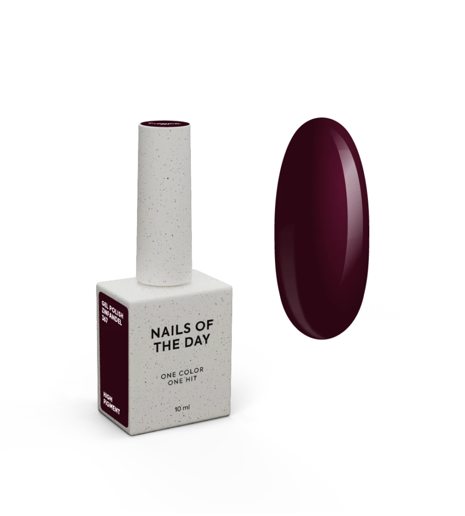 NAILSOFTHEDAY Gel Polish Zinfandel 367, Dunkelbordeauxfarbener Gel-Lack, 1-Schicht-Deckkraft, 10 ml