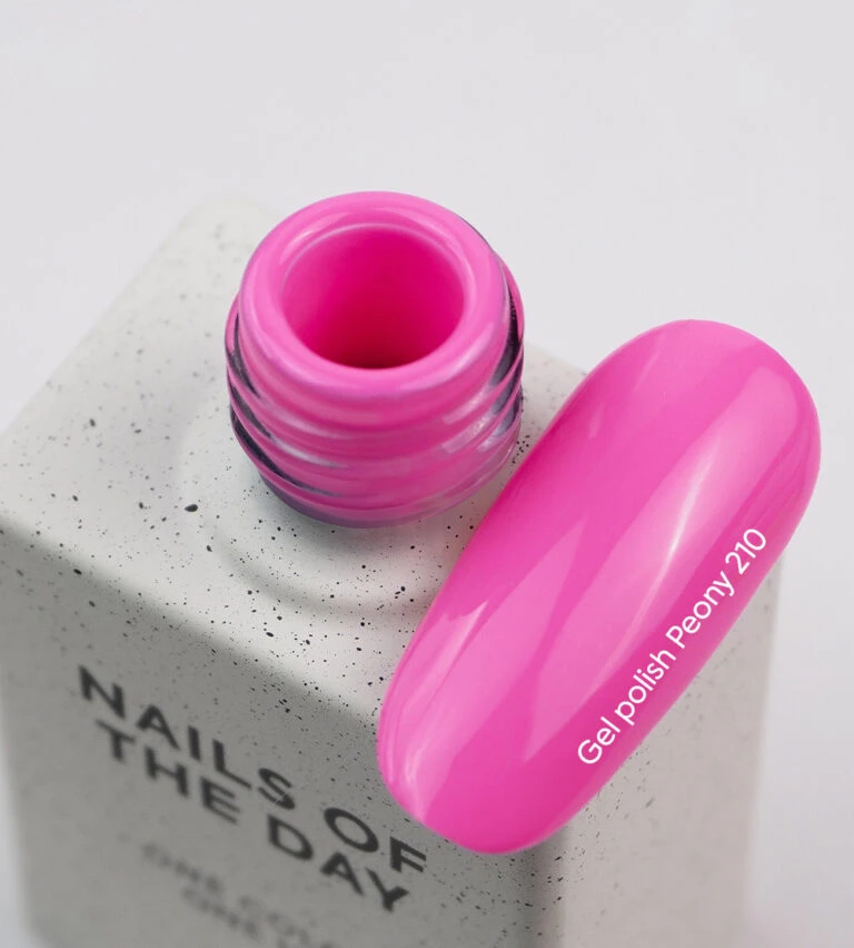NAILSOFTHEDAY Gel Polish Peony 210, Warmer, kräftig rosafarbener Gel-Lack, 1-Schicht-Deckkraft, 10 ml – Bild 2